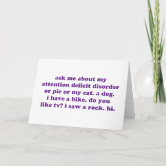 ADD ADHD Funny Quote - Purple Card