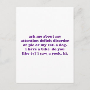 ADD ADHD Funny Quote - Purple Postcard
