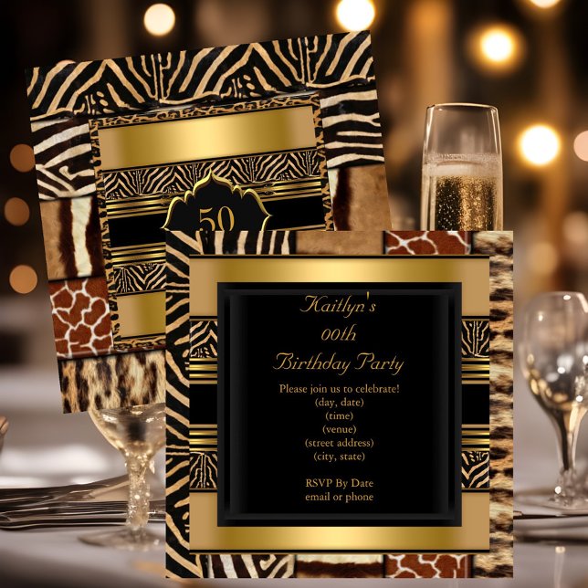 Add Age Party Birthday Wild Exotic Mixed Animal Invitation (Creator Uploaded)