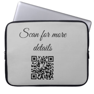 add and scan q r code here add text name here laptop sleeve
