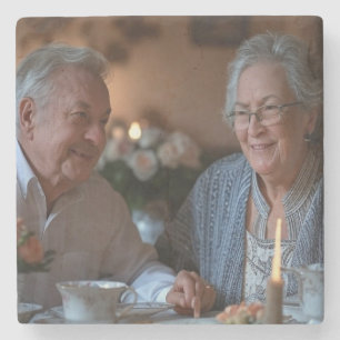 Add Anniversary Photo Customise Stone Coaster