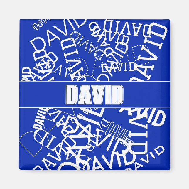 Add any name, name collage In blue & white Magnet (Front)