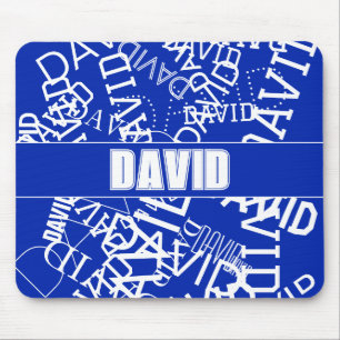 Add any name, name collage In blue & white Mouse Pad