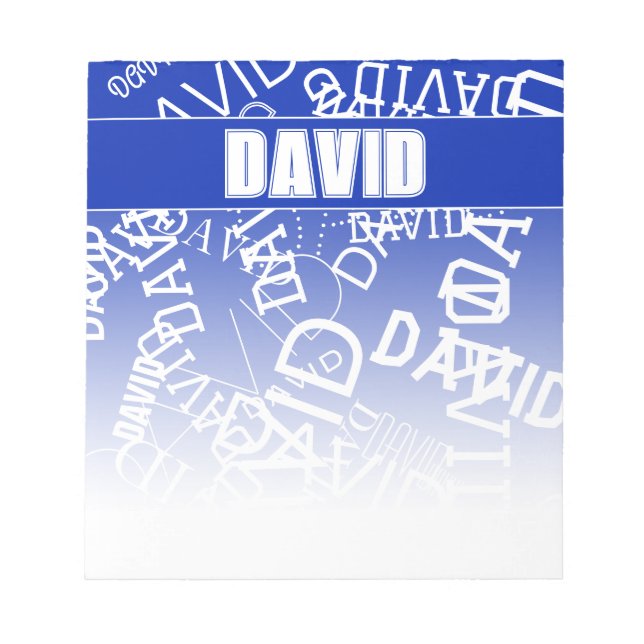 Add any name, name collage In blue & white Notepad (Front)