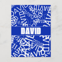 Add any name, name collage In blue & white