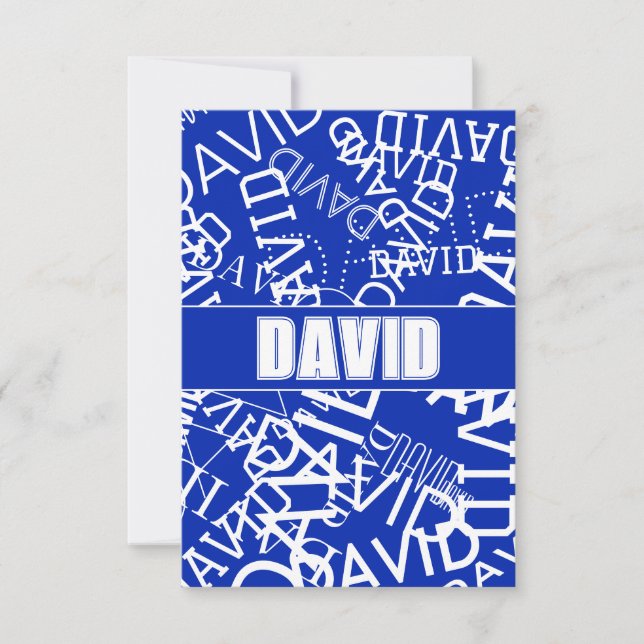 Add any name, name collage In blue & white Thank You Card (Front)