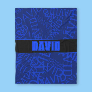 Add any name, name collage In navy blue Fleece Blanket