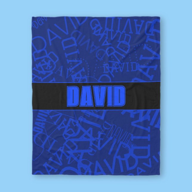 Add any name, name collage In navy blue Fleece Blanket (Creator Uploaded)