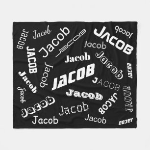 Add Any Name or Word Black & White Fleece Blanket