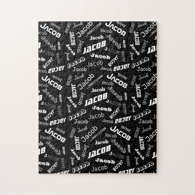 Add Any Name or Word | Black & White Jigsaw Puzzle (Vertical)
