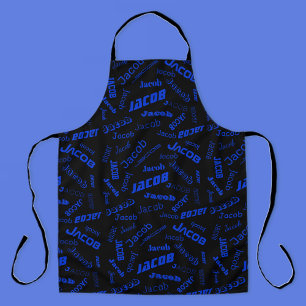 Add Any Name or Word   Blue & Black Apron