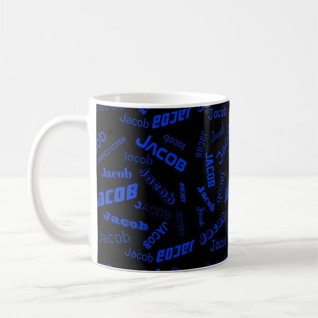 Add Any Name or Word | Blue & Black Coffee Mug (Left)