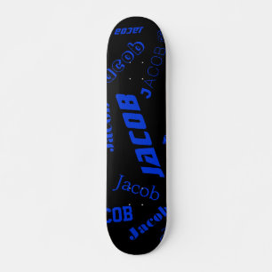 Add Any Name or Word Blue & Black Skateboard