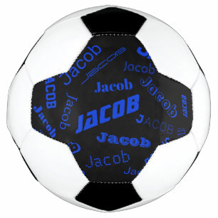 Add Any Name or Word Blue & Black Soccer Ball