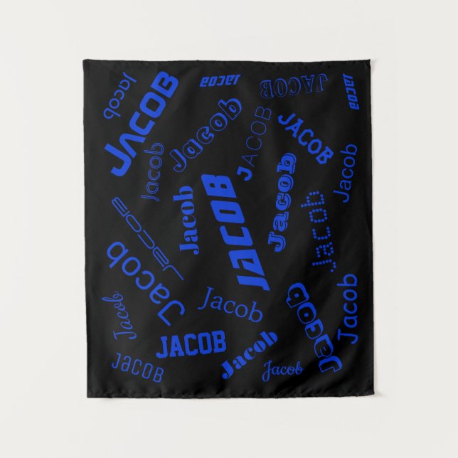 Add Any Name or Word | Blue & Black Tapestry (Front)
