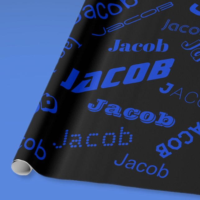 Add Any Name or Word | Blue & Black Wrapping Paper (Creator Uploaded)