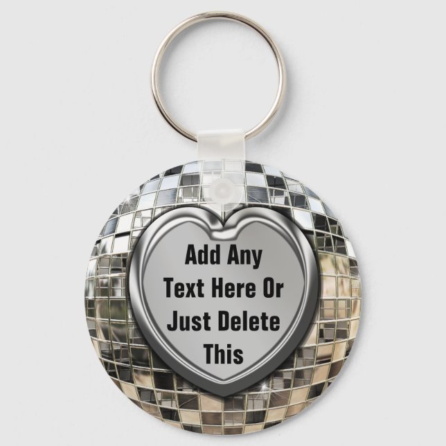 Add Any Text Mirror Ball Keychain (Front)