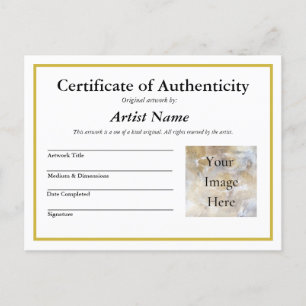 Add Art Photo Certificate of Authenticity  Postcard
