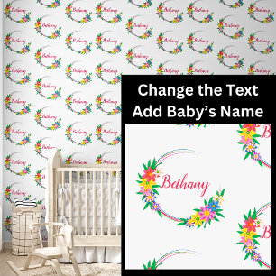 Add Baby Name in Floral Flowers Circle Frame Wallpaper
