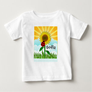 Add Baby Name to Sunshine and Sunflower T-Shirt