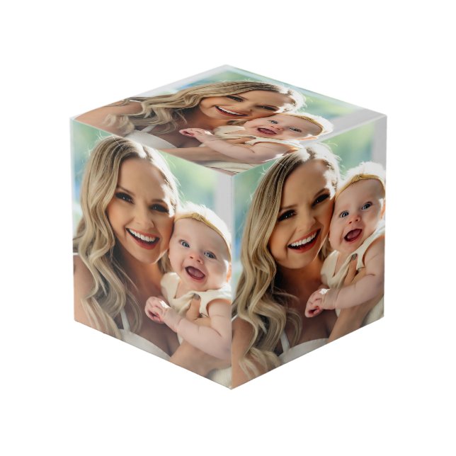 Add Baby Photo Personalize Customize Cube (Front Angled)