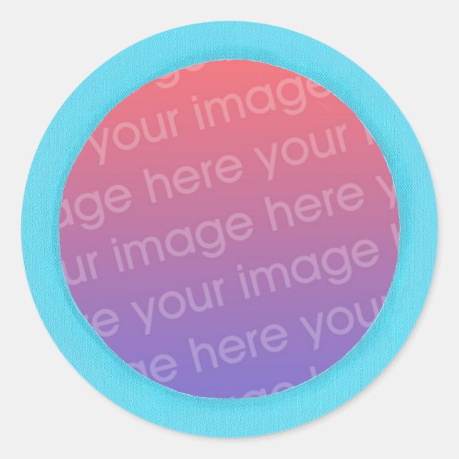 Add baby photo stickers, in a blue circle frame classic round sticker (Front)