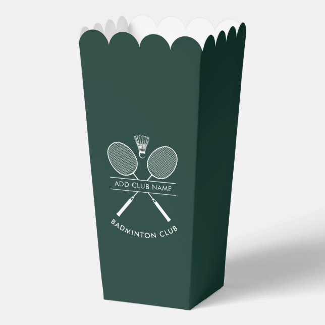 Add Badminton Club Name Rackets Icon Custom Green Favour Box (Back)