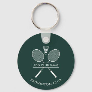 Add Badminton Club Name Rackets Icon Custom Green Key Ring