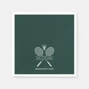 Add Badminton Club Name Rackets Icons Custom Paper Napkin