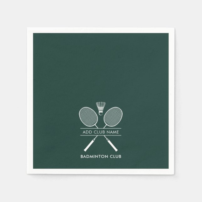 Add Badminton Club Name Rackets Icons Custom Paper Napkin (Front)