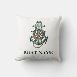 Add Boat Name Nautical Anchor Sailing Cushion