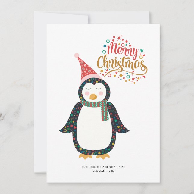 Add Brand Logo Company Employees Christmas Card (Front)