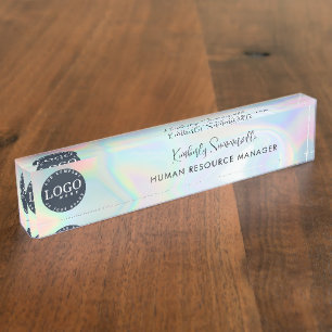 Add Brand Logo Holographic Business Employee Nameplate