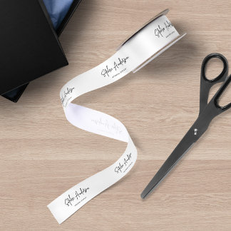 Add Brand Name Script Minimalist Satin Ribbon