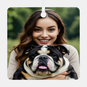 Add Bulldog Photo Personalise Customise Metal Tree Decoration