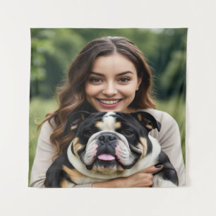 Add Bulldog Photo Personalise Customise Tapestry