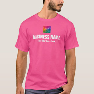 Add Business Company Logo Mens Modern Wow Pink T-Shirt
