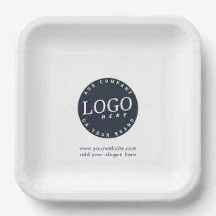Add Business Logo and Company Office Employees Paper Plate