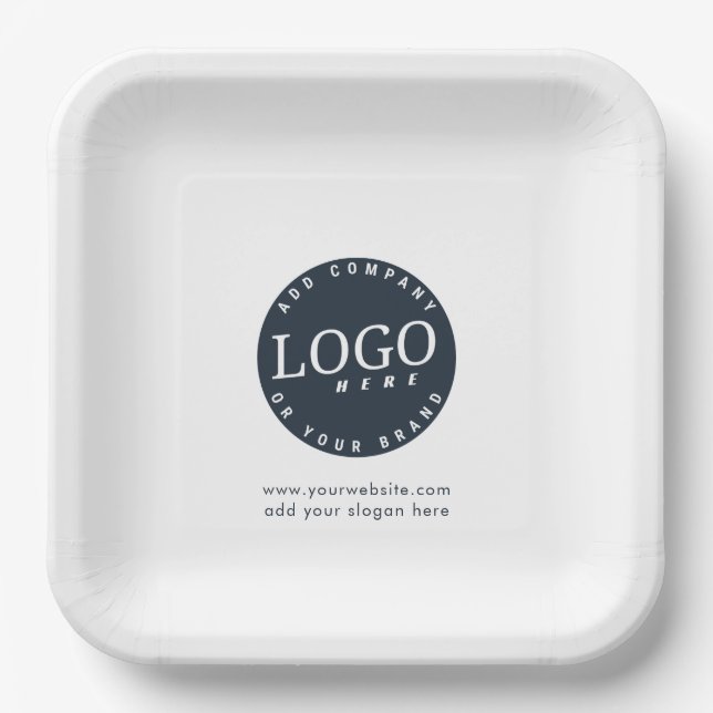 Add Business Logo and Company Office Employees Paper Plate (Front)