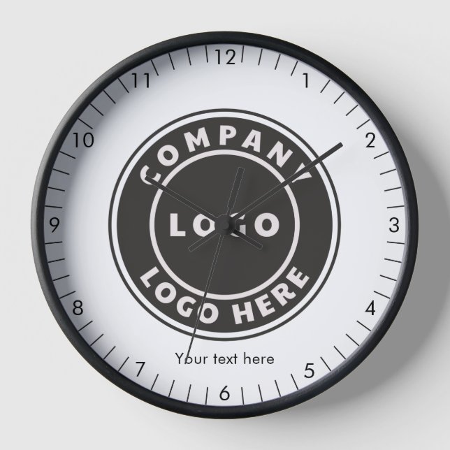 Add Business Logo and Custom Text Modern Office Clock (Front)