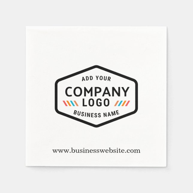 Add Business Logo and Website Custom Paper Napkin (Front)