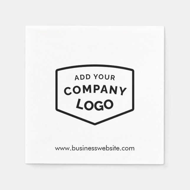 Add Business Logo and Website Modern Paper Napkin (Front)