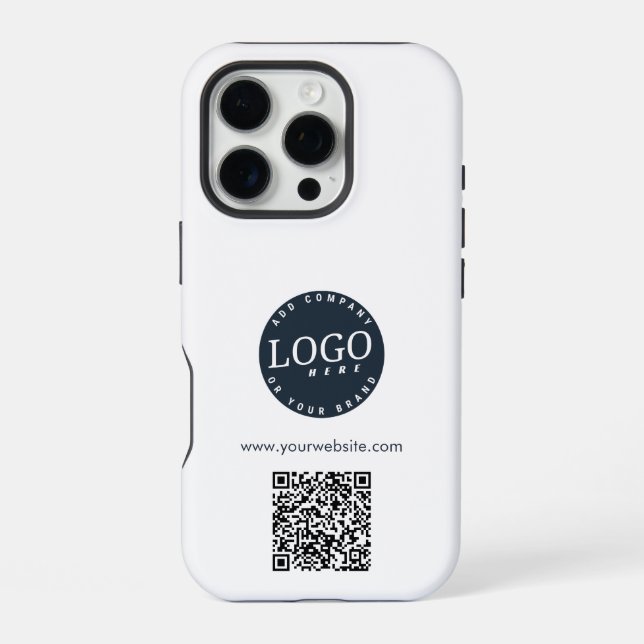 Add Business Logo and Website QR Code Custom iPhone Case (Back)