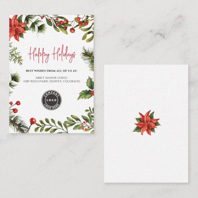 Add Business Logo Christmas Holiday Corporate Card (Front/Back)
