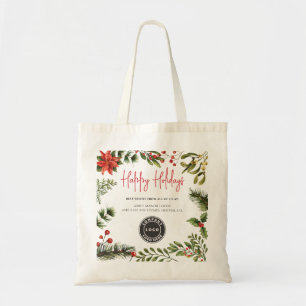 Add Business Logo Company Christmas Employees Swag Tote Bag