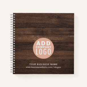 Add Business Logo Company Employees Rustic Notebook