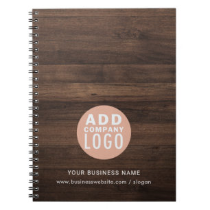 Add Business Logo Company Employees Rustic Notebook