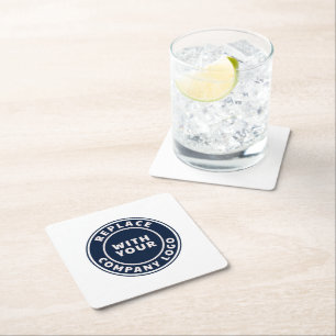 Add Business Logo Corporate Employees Square Paper Coaster