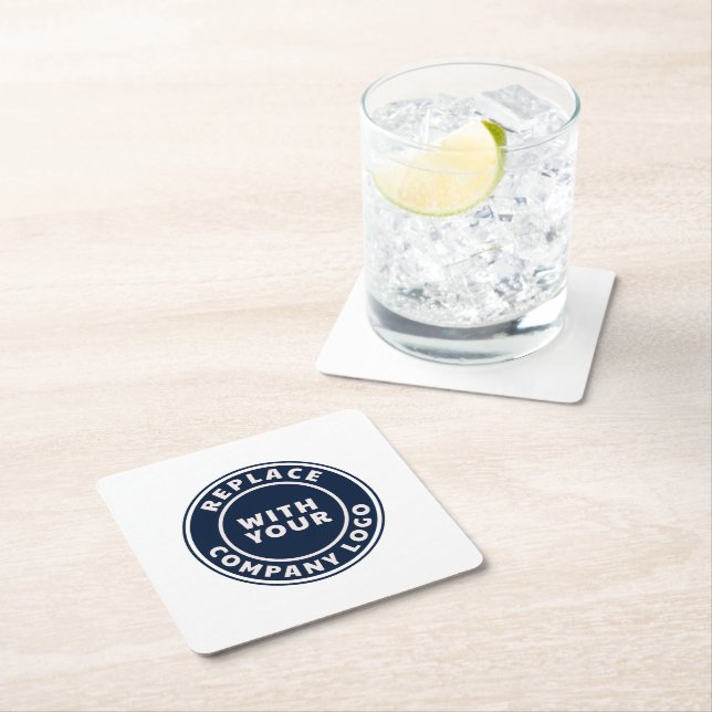 Add Business Logo Corporate Employees Square Paper Coaster (Insitu)