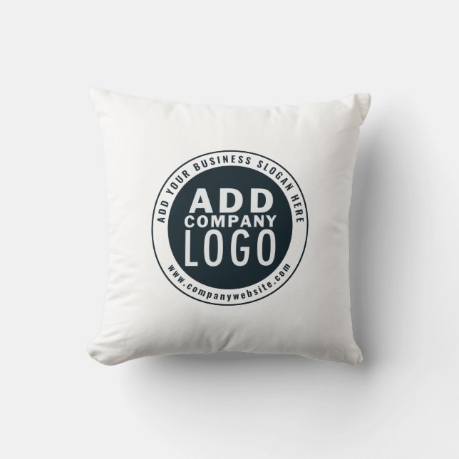 Add Business Logo Custom Business Website Address Cushion (Front)